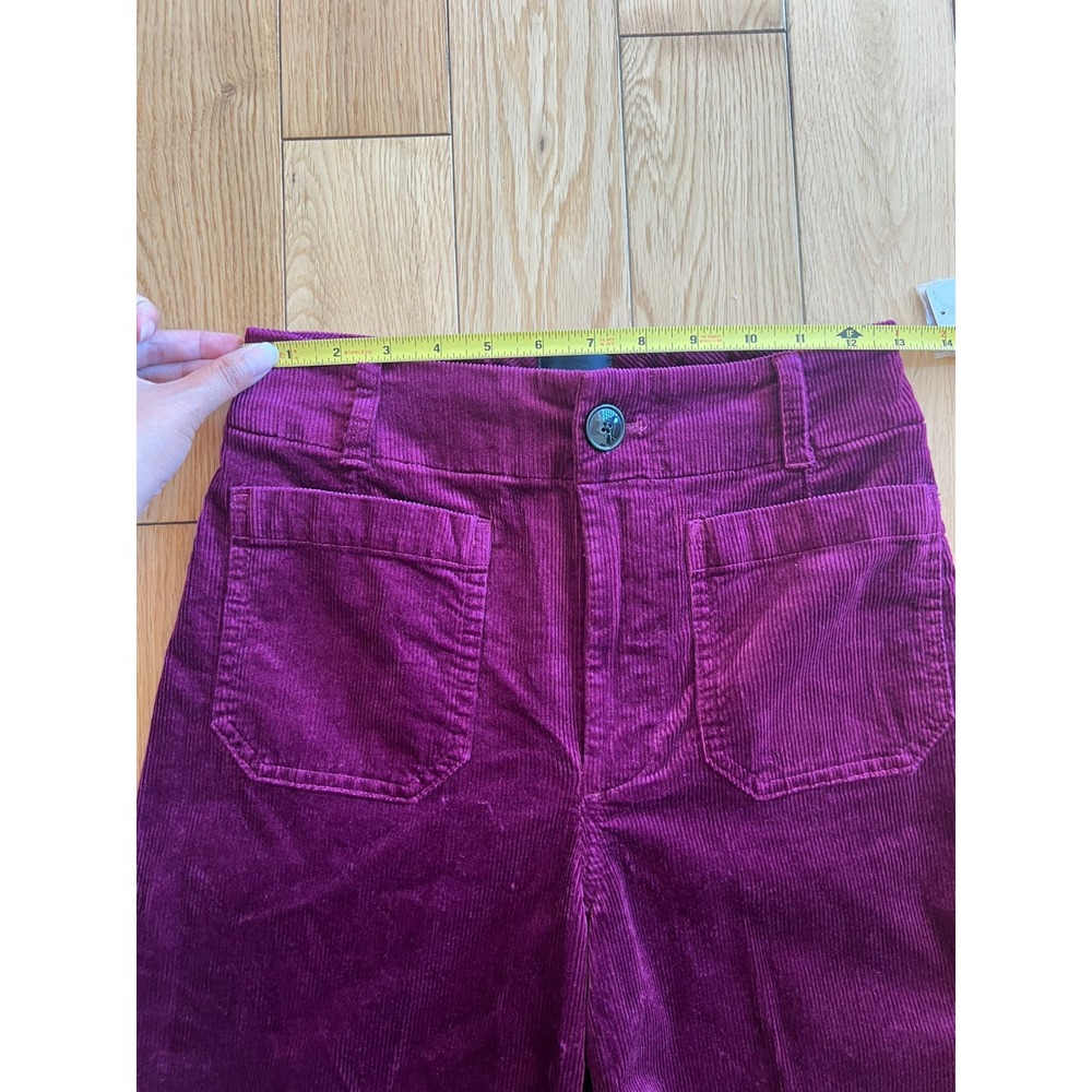 NEW Anthropologie Maeve The Colette Cropped Wide Leg Corduroy Pants Magenta 26 - Picture 4 of 9